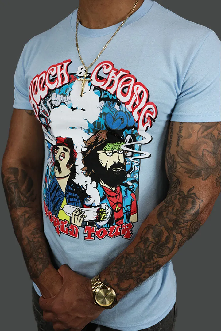 Vintage Cheech and Chong World Tour T-Shirt | Light Blue