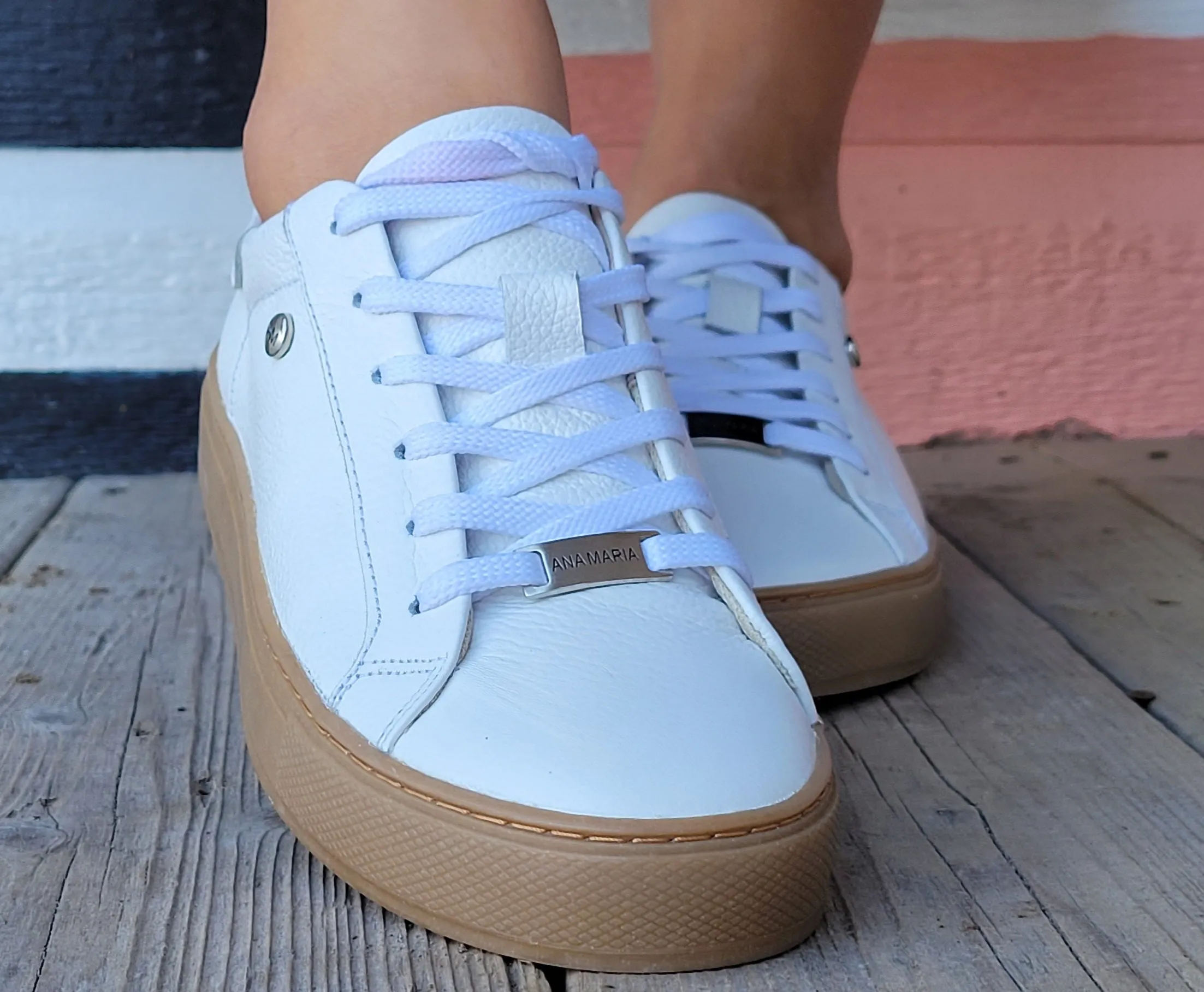 White Leather with Miel Sole-Sneakers