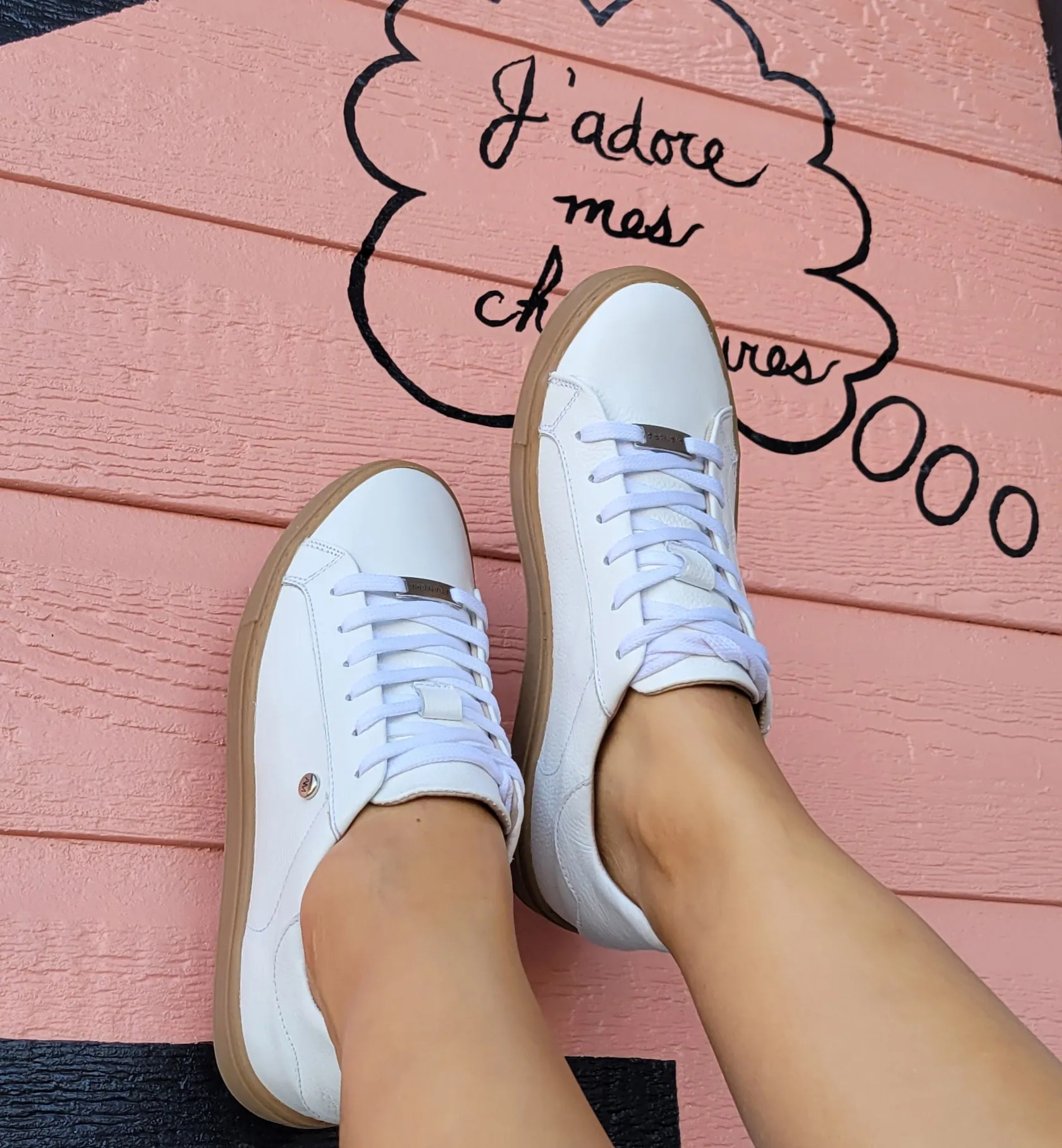 White Leather with Miel Sole-Sneakers