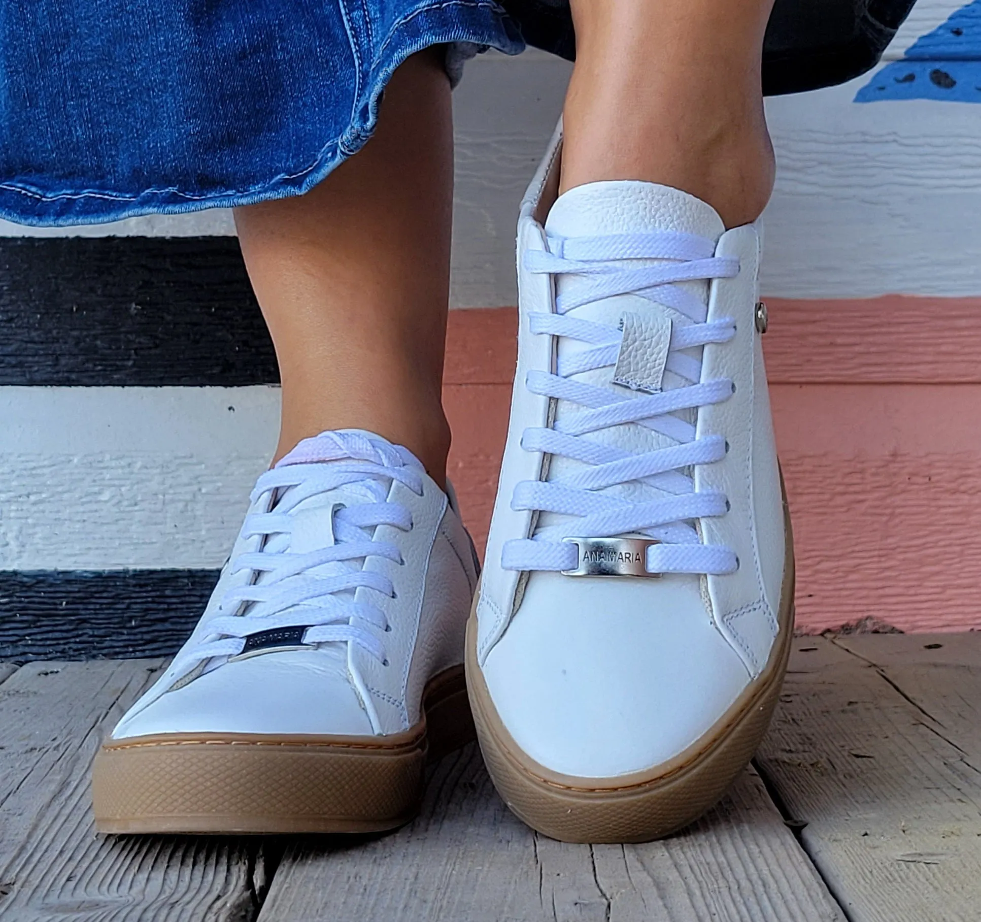 White Leather with Miel Sole-Sneakers